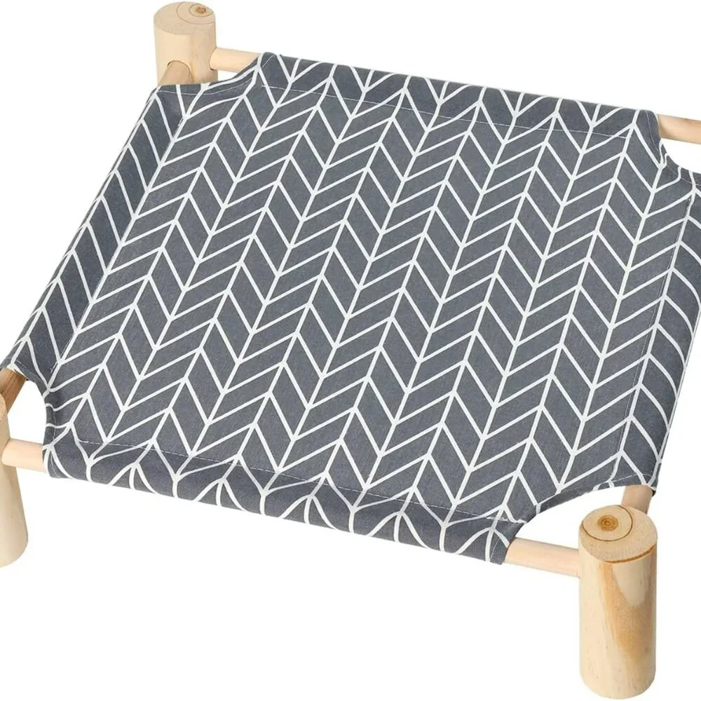 Cat and Dog Hammock Bed for Small Dogs, Brethable Wooden Cat Pet Rabbit Elevated
